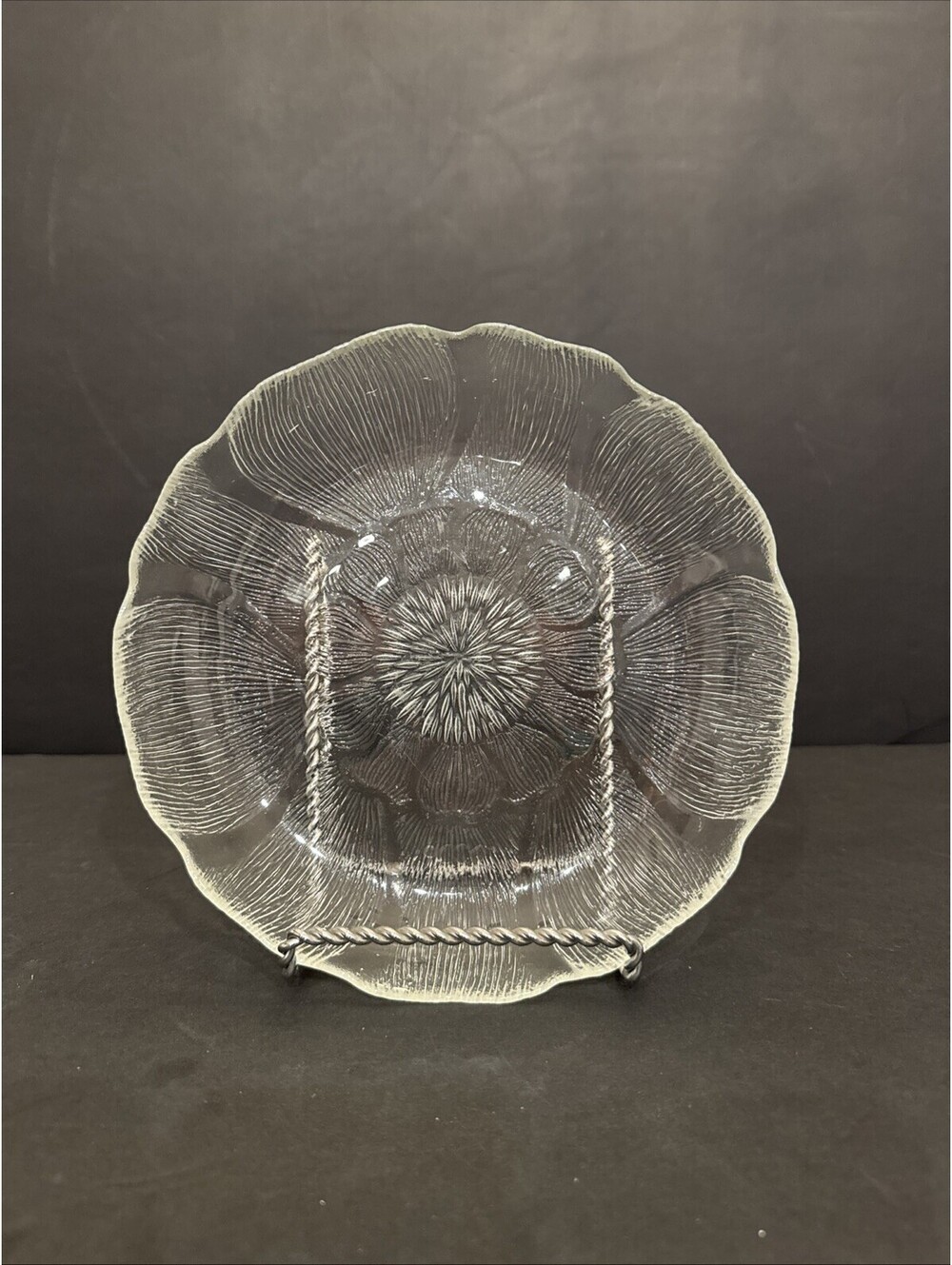 Arcoroc Fleur Tempered Glass Clear Soup/Salad Plate 8" France